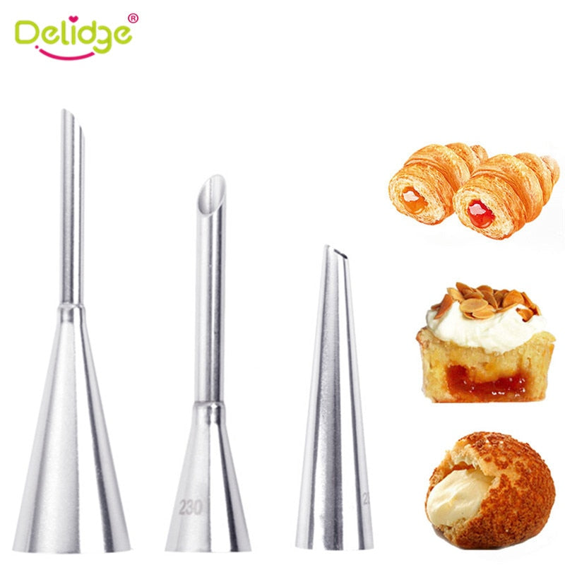 3pcs/set Nozzles Set Stainless Decorating For Puff Cream Pastry