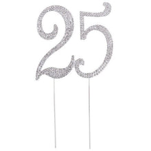 Load image into Gallery viewer, 25 Cake Topper Golden Silver