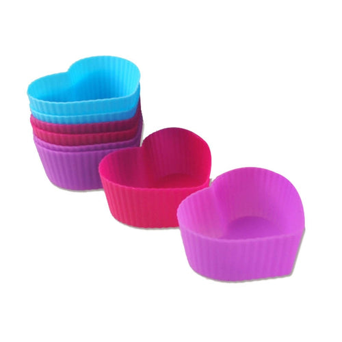 8Pcs Silicone Heart Muffin Cup Cake Mold