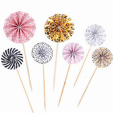Load image into Gallery viewer, 4Pcs/lot Paper Fan Cake Topper Cupcake