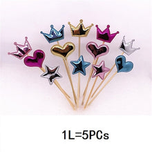 Load image into Gallery viewer, 5PCs/Lot Cute Crown Star Baby Cupcake Toppers