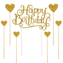 Load image into Gallery viewer, Glitter Happy Birthday Cake Decoration Heart