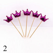 Load image into Gallery viewer, 5PCs/Lot Cute Crown Star Baby Cupcake Toppers