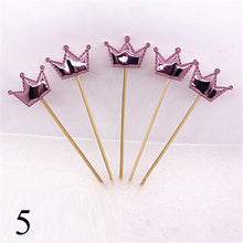 Load image into Gallery viewer, 5PCs/Lot Cute Crown Star Baby Cupcake Toppers