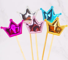 Load image into Gallery viewer, 5PCs/Lot Cute Crown Star Baby Cupcake Toppers