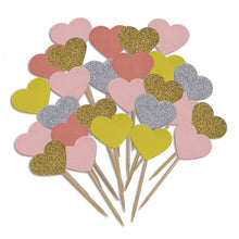 Load image into Gallery viewer, 20 Pieces/Lot Lovely Heart Cupcake Topper