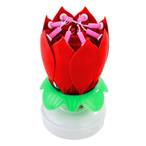 Musical Lotus Flower Rotating Happy Birthday Candle