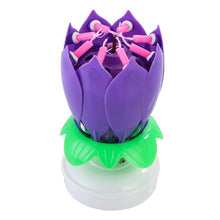 Load image into Gallery viewer, Musical Lotus Flower Rotating Happy Birthday Candle