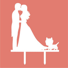 Load image into Gallery viewer, Wedding Bride Groom With Cat Cake Toppers