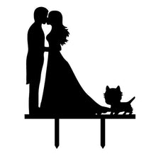 Load image into Gallery viewer, Wedding Bride Groom With Cat Cake Toppers
